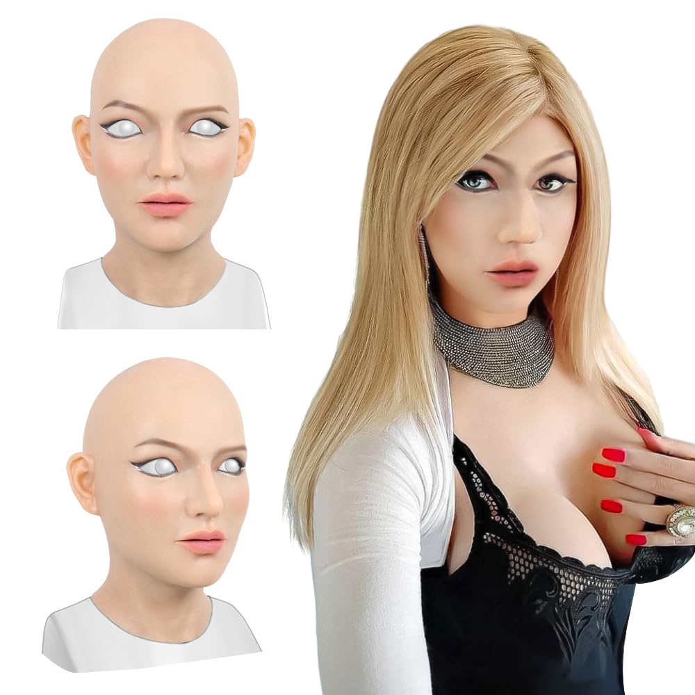 Realistische Silikon-weibliche Vollkopfmaske Crossdresser-Frauen-Gesichtsmaske für Cosplay