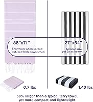 Vista 118 de Oversized Turkish Beach Towel 38’’x71’’ - Set of 2 100% Turkish Cotton Lightweight Sand Free Quick Dry Pool Towels Extra Large Bath Towels for