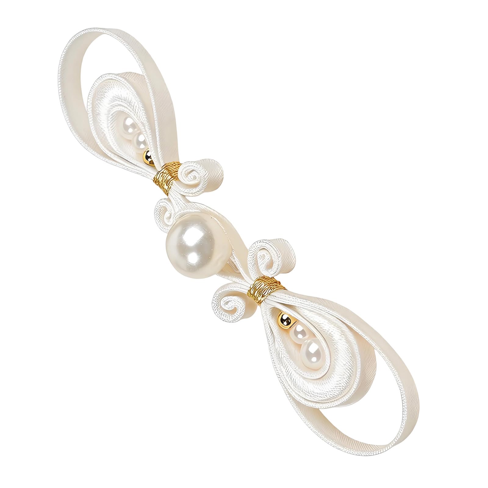 carotoe Delicate Satins Fabric Knot Button Decoration with Golden Pearls for Ethnic Garments Chinese Fashion Sewing Accessories