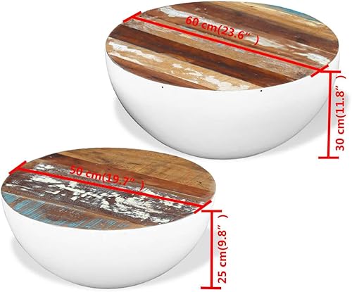 Miniatura 2 de Mesa de centro de dos piezas con forma de tazón, mesa de centro elevada, juego de mesa auxiliar adecuada para sala de estar, oficina, balcón, sala