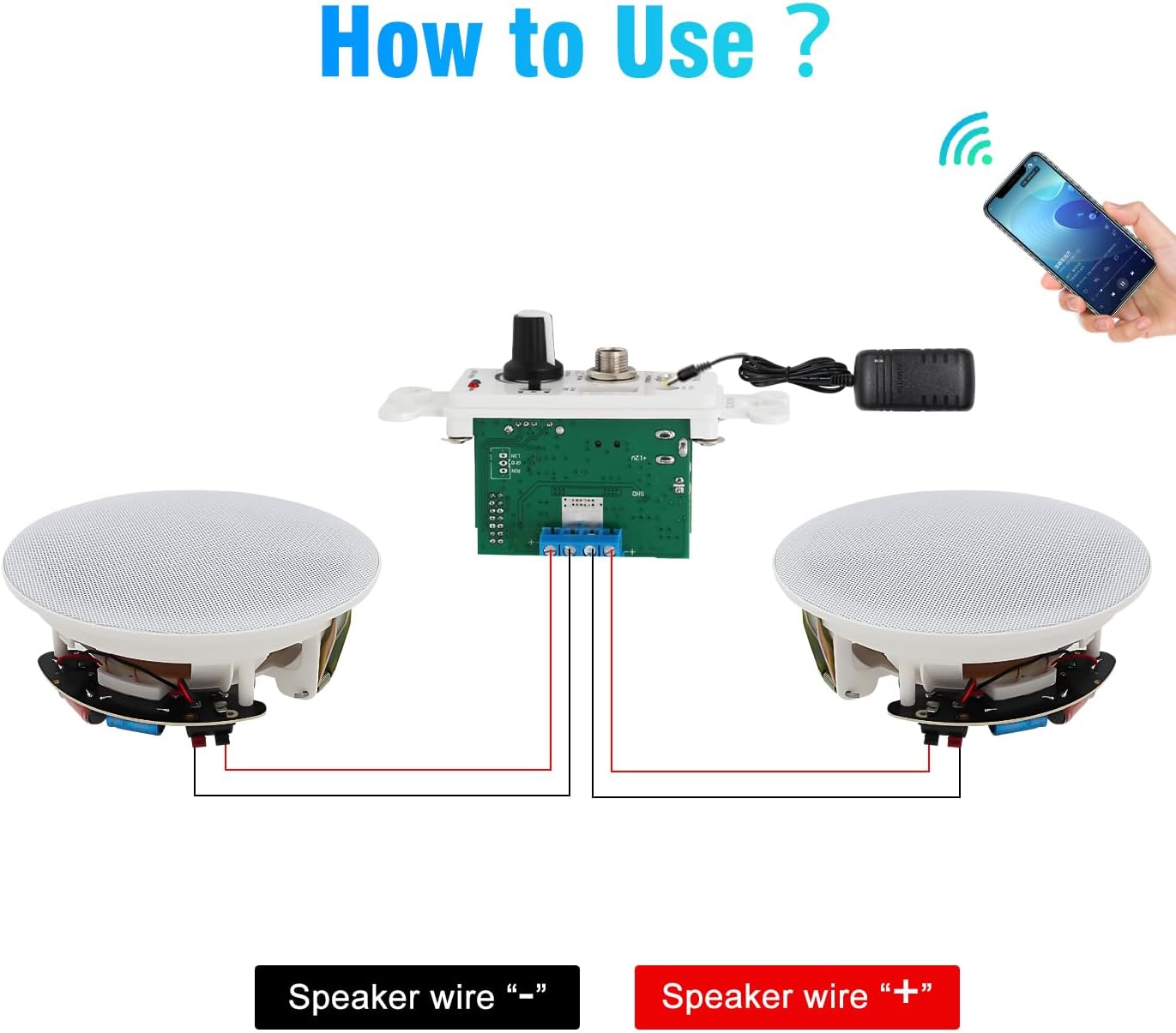 STUDIOFINIX 4-Inch Bluetooth Ceiling Speaker System with A 2-Channel Wall Amplifier,240W Max Power Output Pair - Perfect for Clear Sound in Living Room, Office, Kitchen, Basement & Covered Patio - Image 4