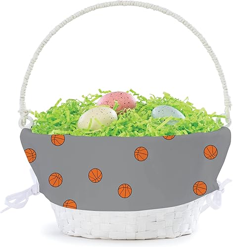 Miniatura 4 de Cesta de huevo de Pascua personalizada con asa y nombre personalizado Forros de canasta de Pascua grises Cesta blanca Cestas de Pascua tejidas