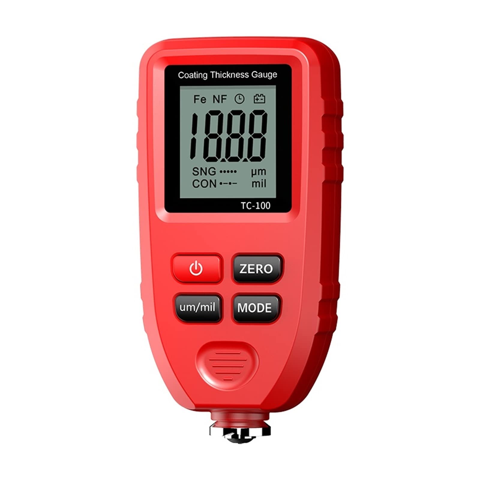 TC100 Coating Thickness Gauge 0.1micron/0-1300 Car Paint Film Thickness Tester Measuring FE/NFE Paint Tool(Rosso)