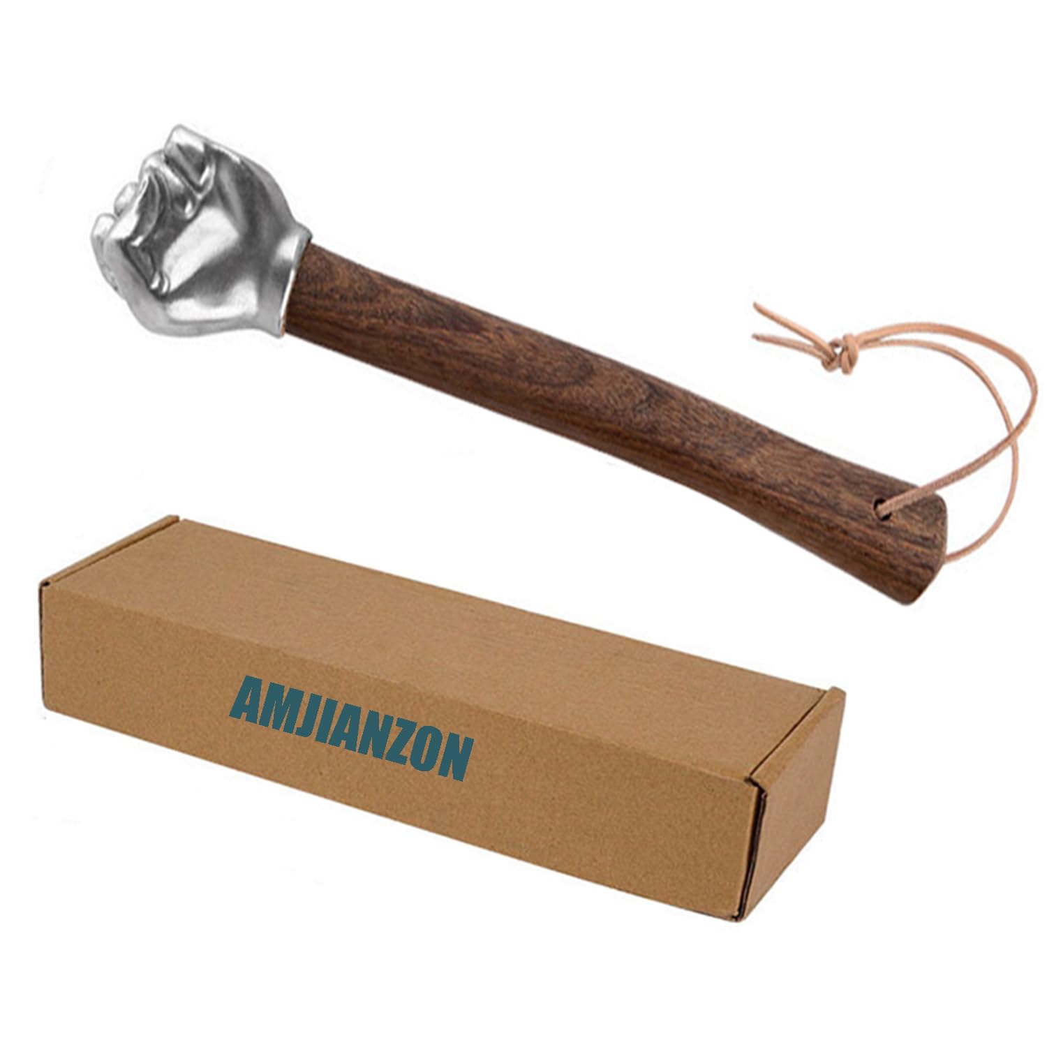 Fist Hammer Stainless Steel Head & Wooden Handle,Functional Tool for Light Tasks & Emergency Use Fist Hammer Decorative Solid Office Decor Functional