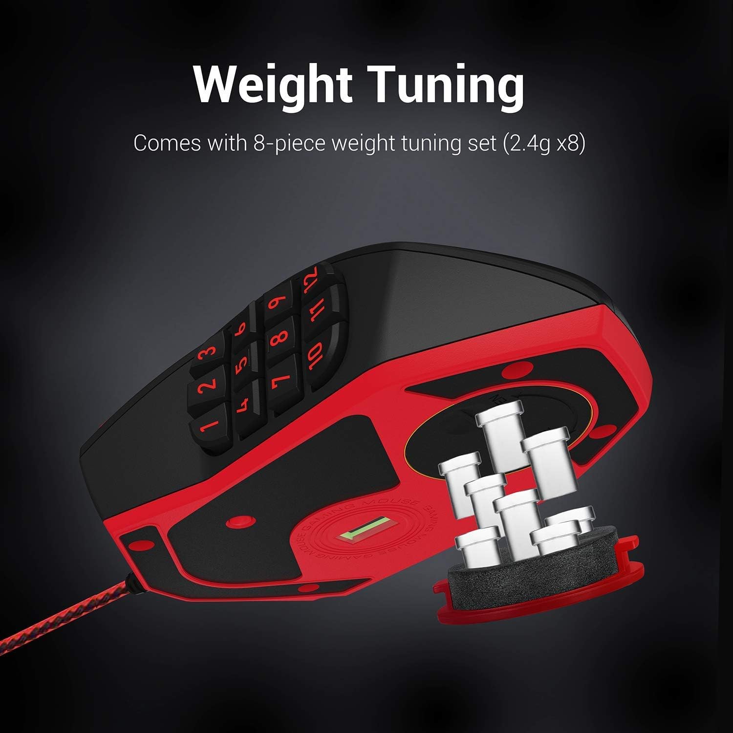 Redragon M901 Wired Gaming Mouse, MMO RGB LED Backlit Computer Mice, 12400 DPI Perdition with 18 Programmable Buttons, Weight Tuning Set for Windows PC Gaming (Black) (Renewed)