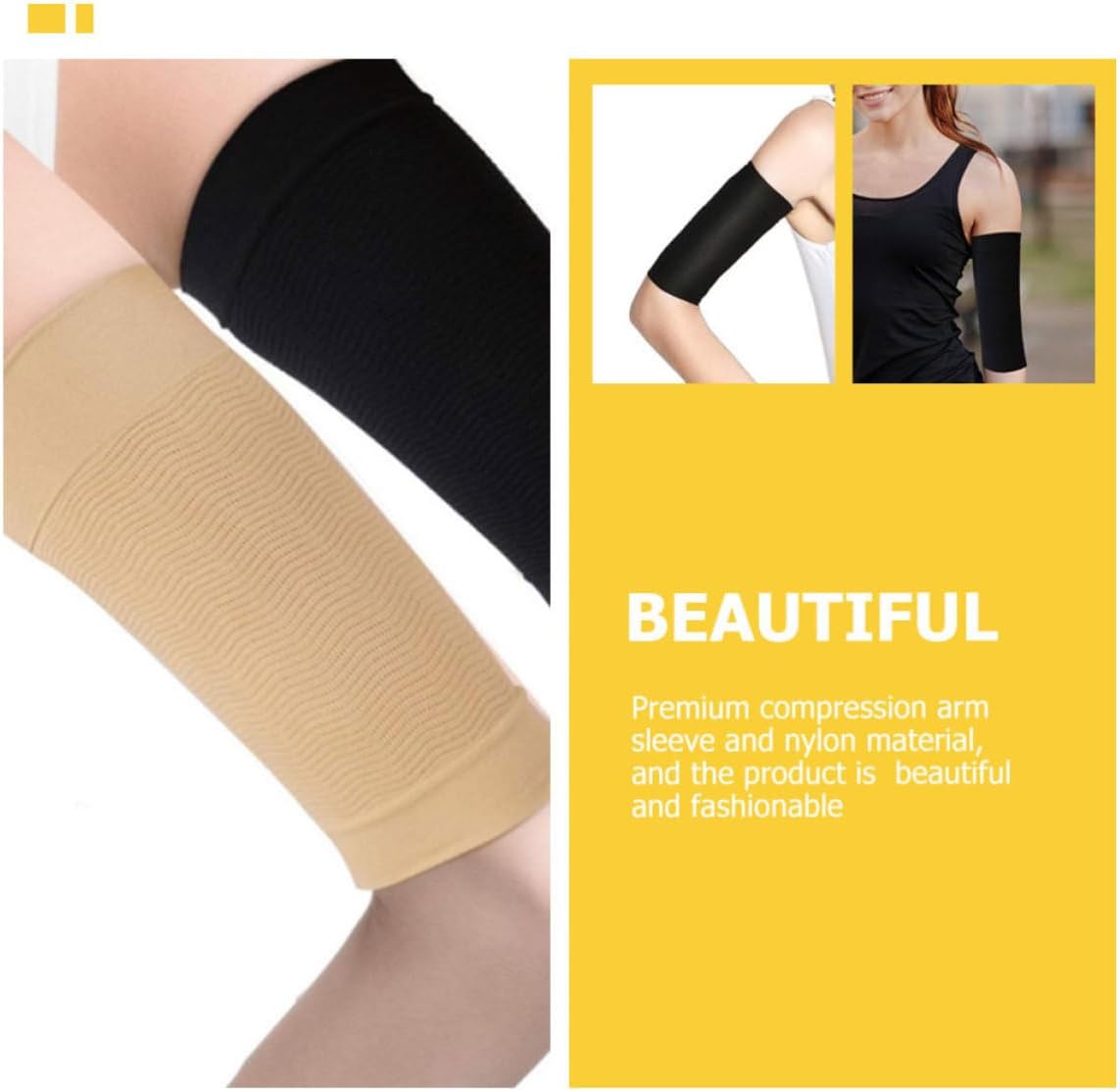 Lurrose Compression Arm Sleeves to Arm Edema for Women 2 Pairs Lightweight Nylon Yoga Sleeves with High Elasticity for Outdoor Sports and Fitness Activities