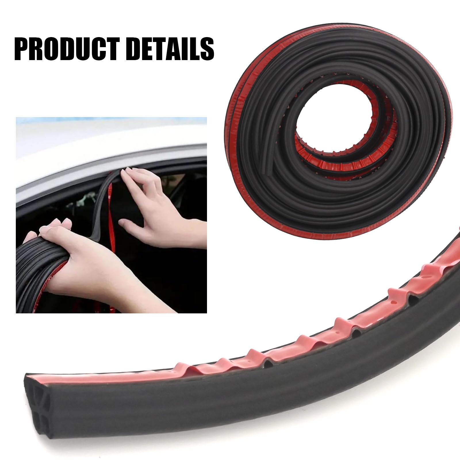 Guarnizione in gomma a doppio strato per portiera dell'auto, autoadesiva, 26 m, per auto, camion, camper e pickup, include 6 ausili adesivi