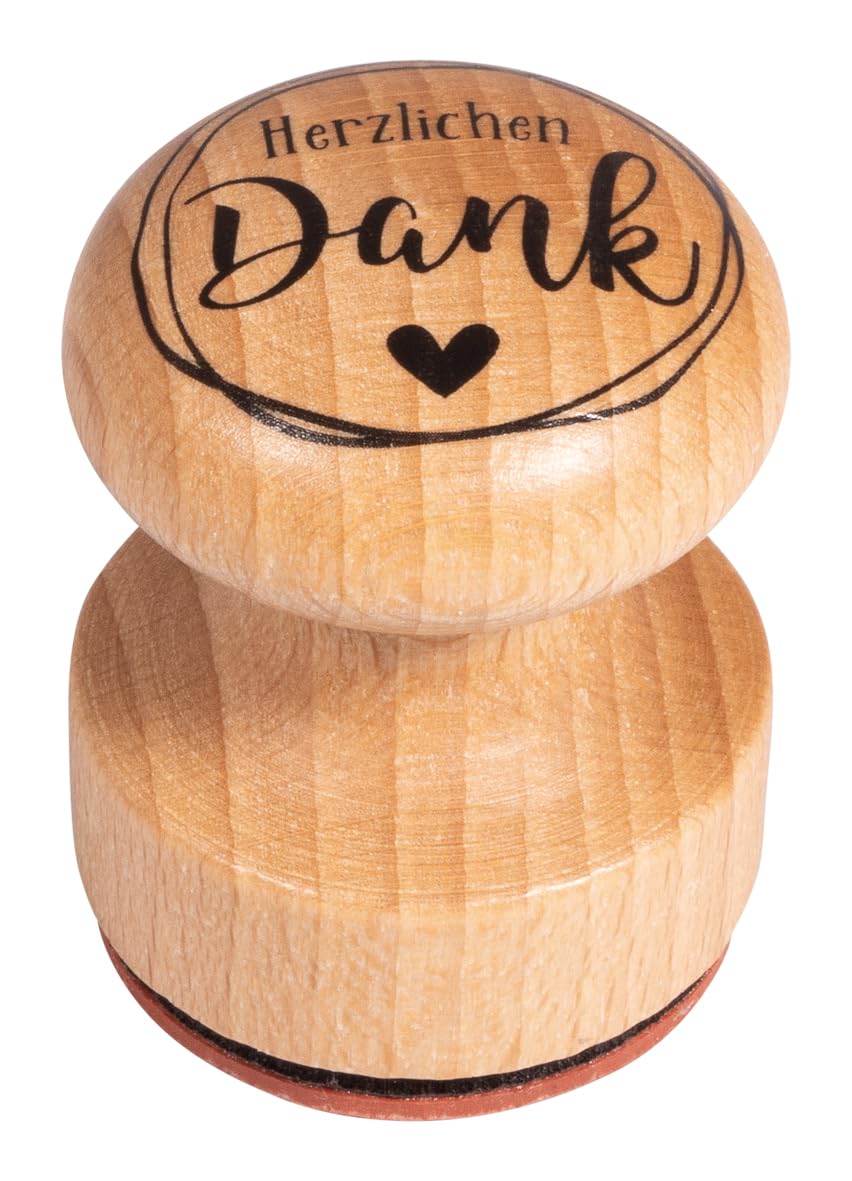 Rayher Stamp Herzlichen Dankt, Round, 3 cm Diameter, Wooden Stamp, butterer Stamp, Round Stamp, Thank You, 29276000