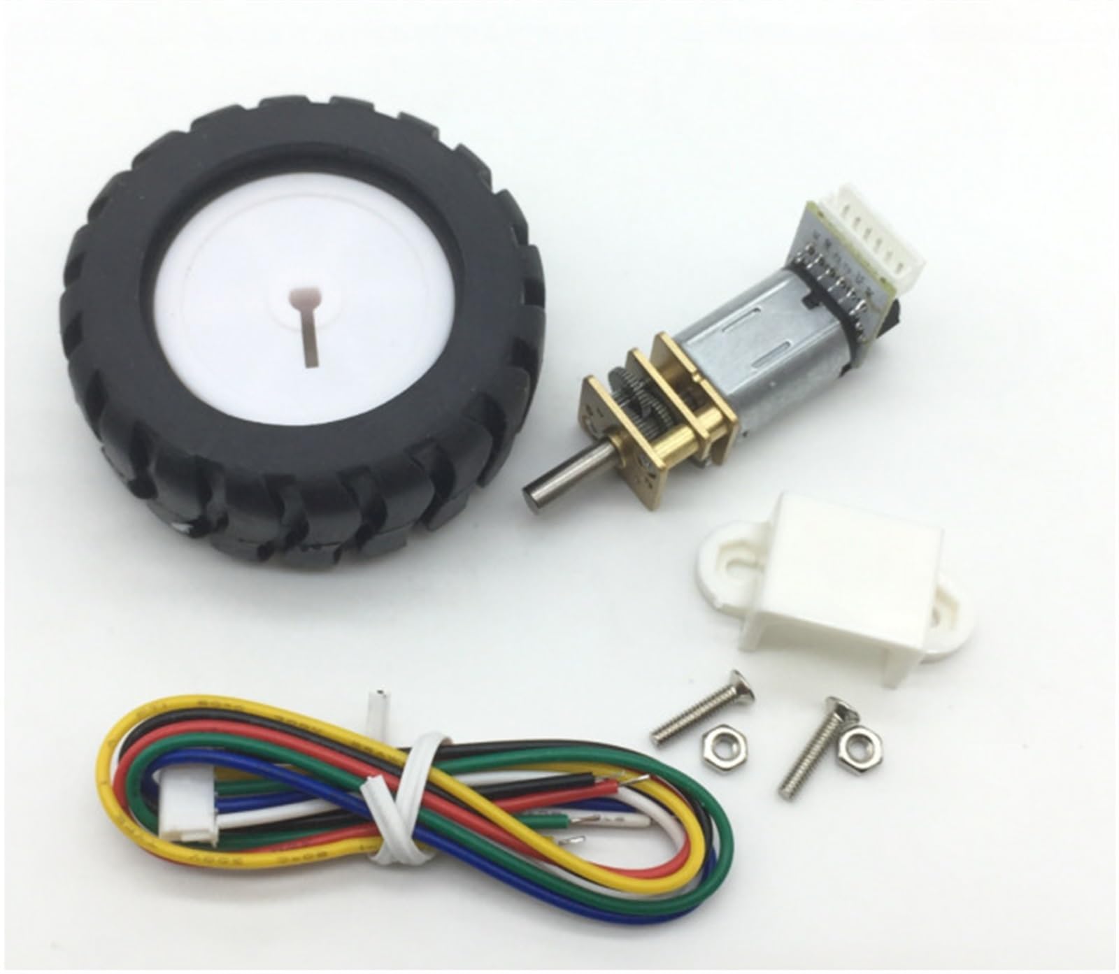 Mikrogetriebemotor N20 DC 6 V, mit Encoder, Räder mit 43 mm Durchmesser, N20-Halterungen, Schrauben, 1 Stück (39 U/min)