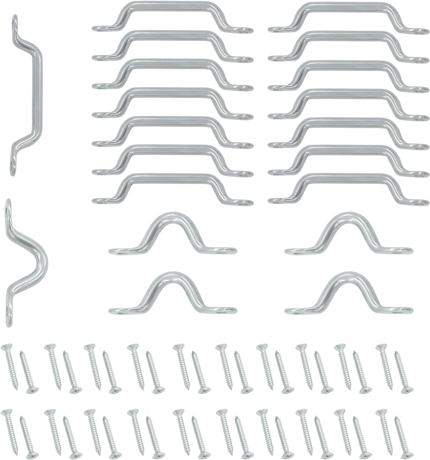 LJZPBimini Top Strap Footman Loop Pad Eye (15Pcs 3inch and 5Pcs 1.62inch), 316 Stainless Steel Footman's Loop for Boat,Kayak Tie Downs with Mounting Screws
