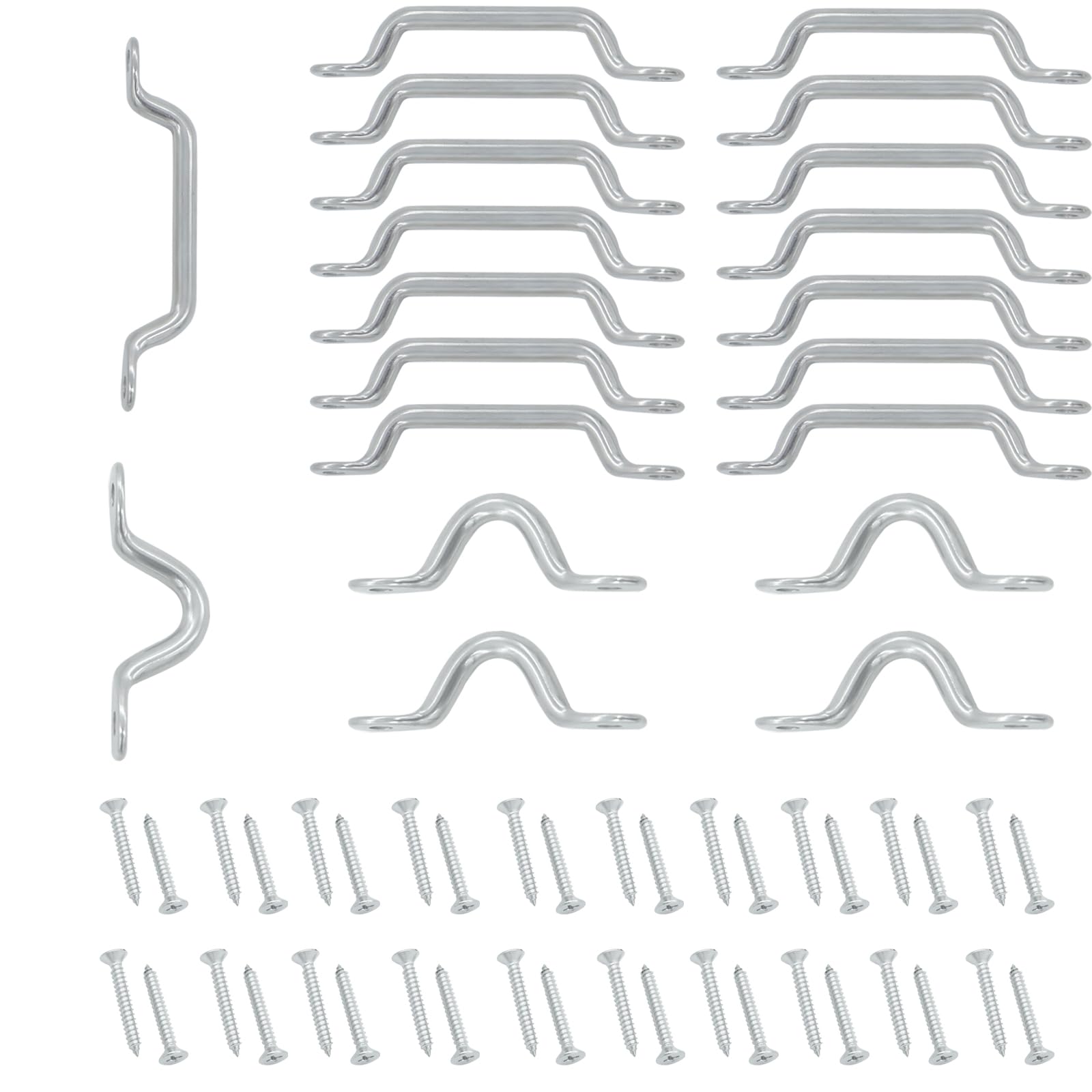 LJZPBimini Top Strap Footman Loop Pad Eye (15Pcs 3inch and 5Pcs 1.62inch), 316 Stainless Steel Footman's Loop for Boat,Kayak Tie Downs with Mounting Screws