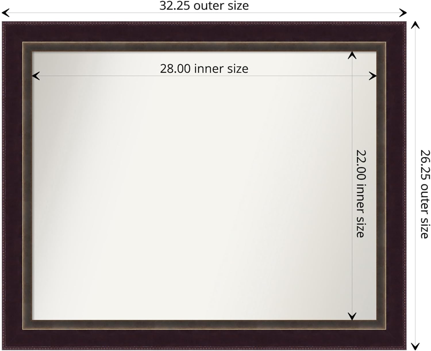 Amanti Art Bathroom Mirror for Over Sink, Vanity Mirror, Wood Frame, Hangs Horizonally and Vertically, Bathroom Wall Decor, Non-Beveled Edge