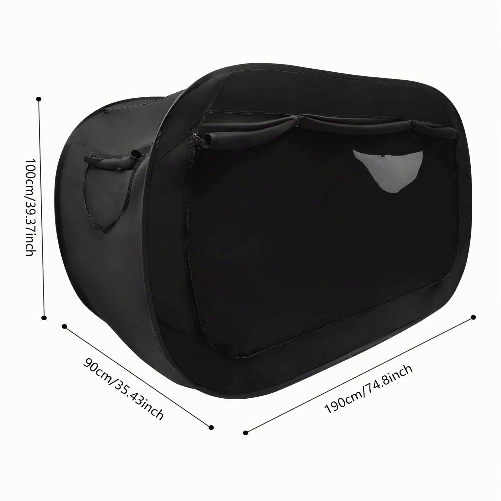 Tente de lit pop-up pliable et respirante - Pour adultes ou enfants - 190 x 90 x 100 cm - Noir