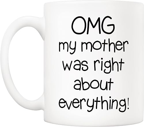 Miniatura 2 de 5Aup Regalos de Navidad para el Día de la Madre, taza de café divertida para mamá de parte de hija e hijo, «Omg My Mother Was Right About