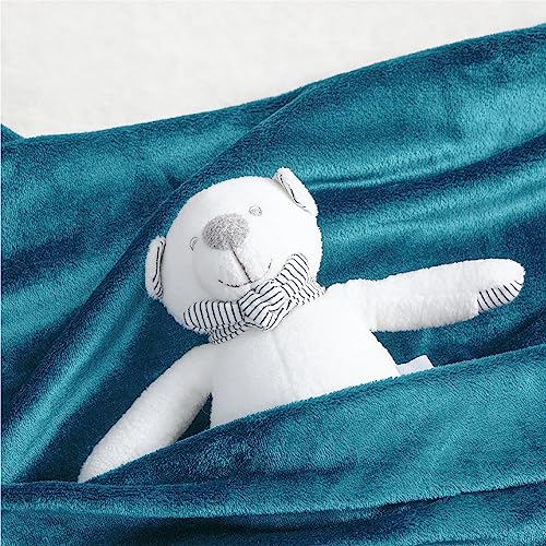 Image of Bedsure GentleSoft Bedding Fleece Blanket for Girls and Boys - Soft Cozy Cute Small Throw Blankets for Travel, 43x55 Inches,Teal Blue