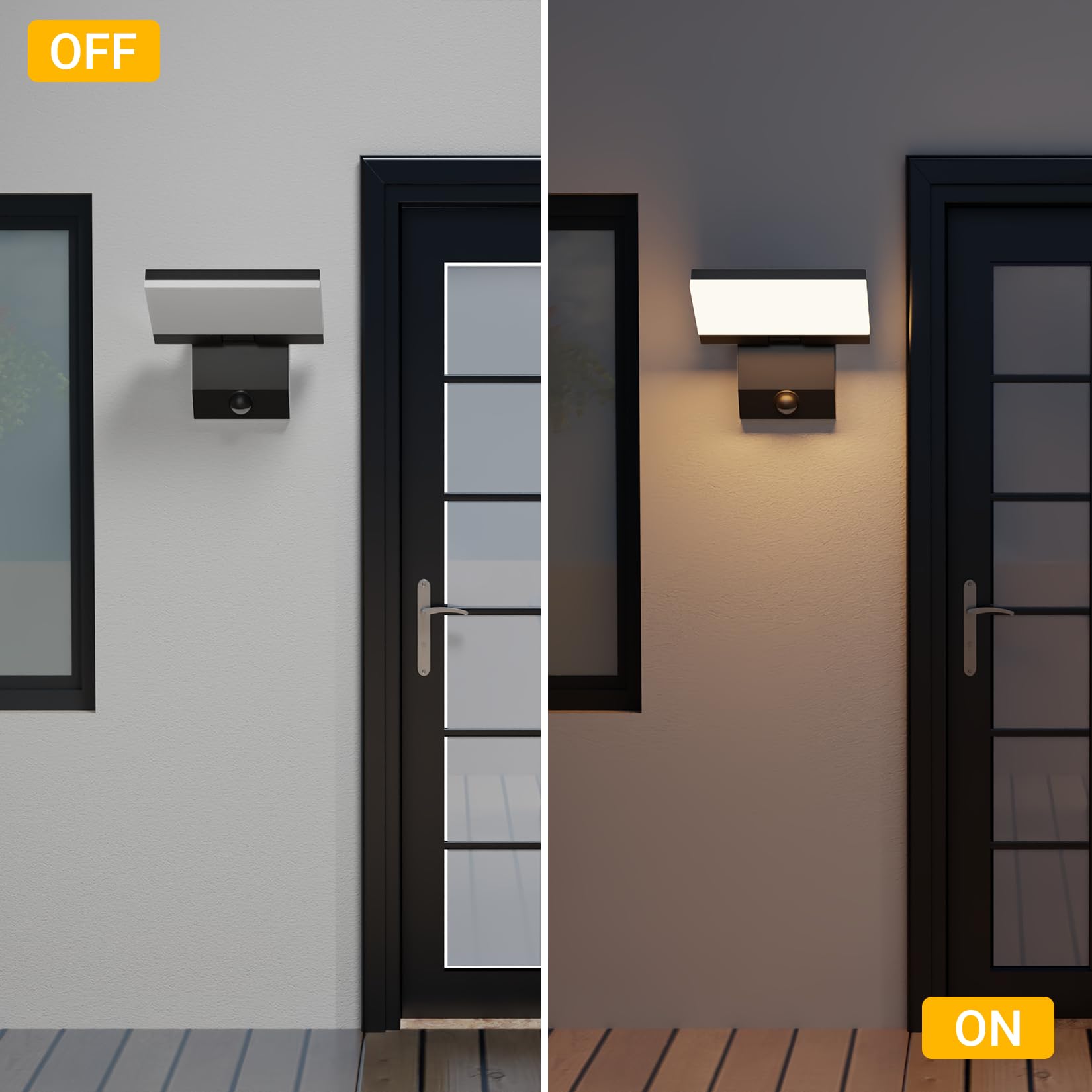K-Bright Lampa 24 W z czujnikiem ruchu, światło zewnętrzne regulowany kąt świecenia, lampa 3000 K, lampa zewnętrzna IP65 (czarna)
