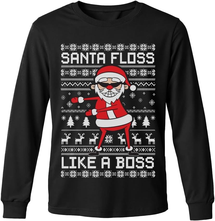 Tstars Toddler/Youth Game On Santa Long Sleeve Christmas Gaming Shirt Funny Holiday Tee for Kids Boys and Girls