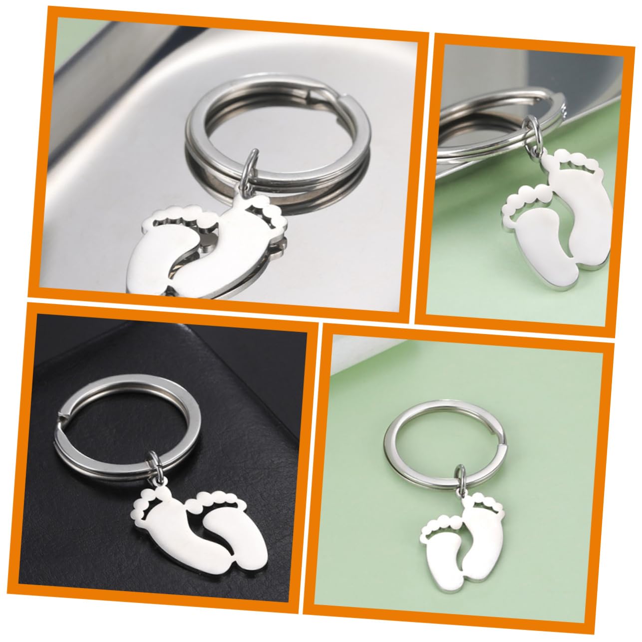 SOLUSTRE 4pcs Footprint Keychains Delicate Backpack Hanging Adornments Unique Commemorative Boys for Birthdays and Showers Stylish Key Ring Accessories