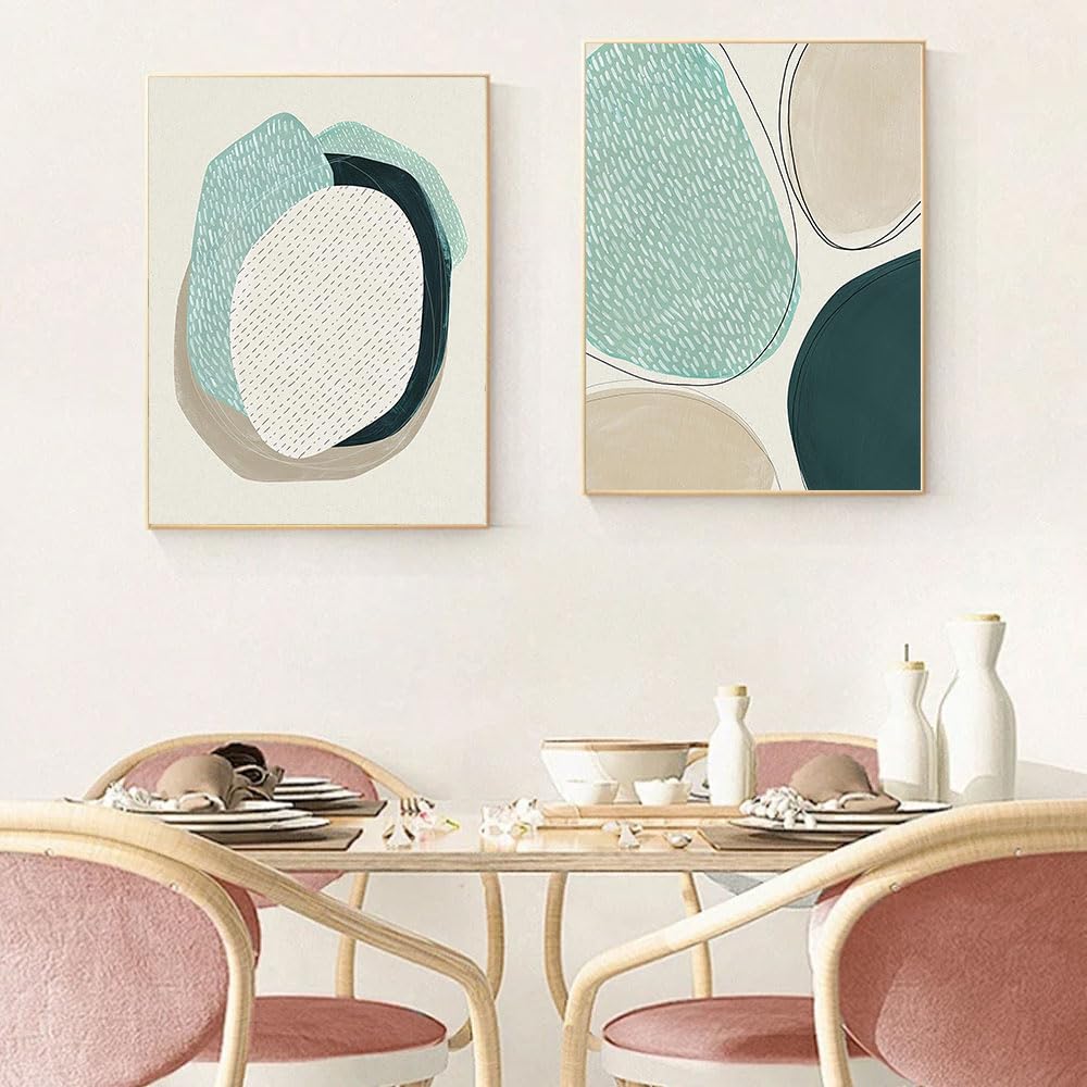 WBYZAC Set of 2-Canvas Printing Geometric Color Block Modern Abstract Style Living Room and Dining Office Room Porch Sofa Home Decoration-40 * 60cm (No Frame)
