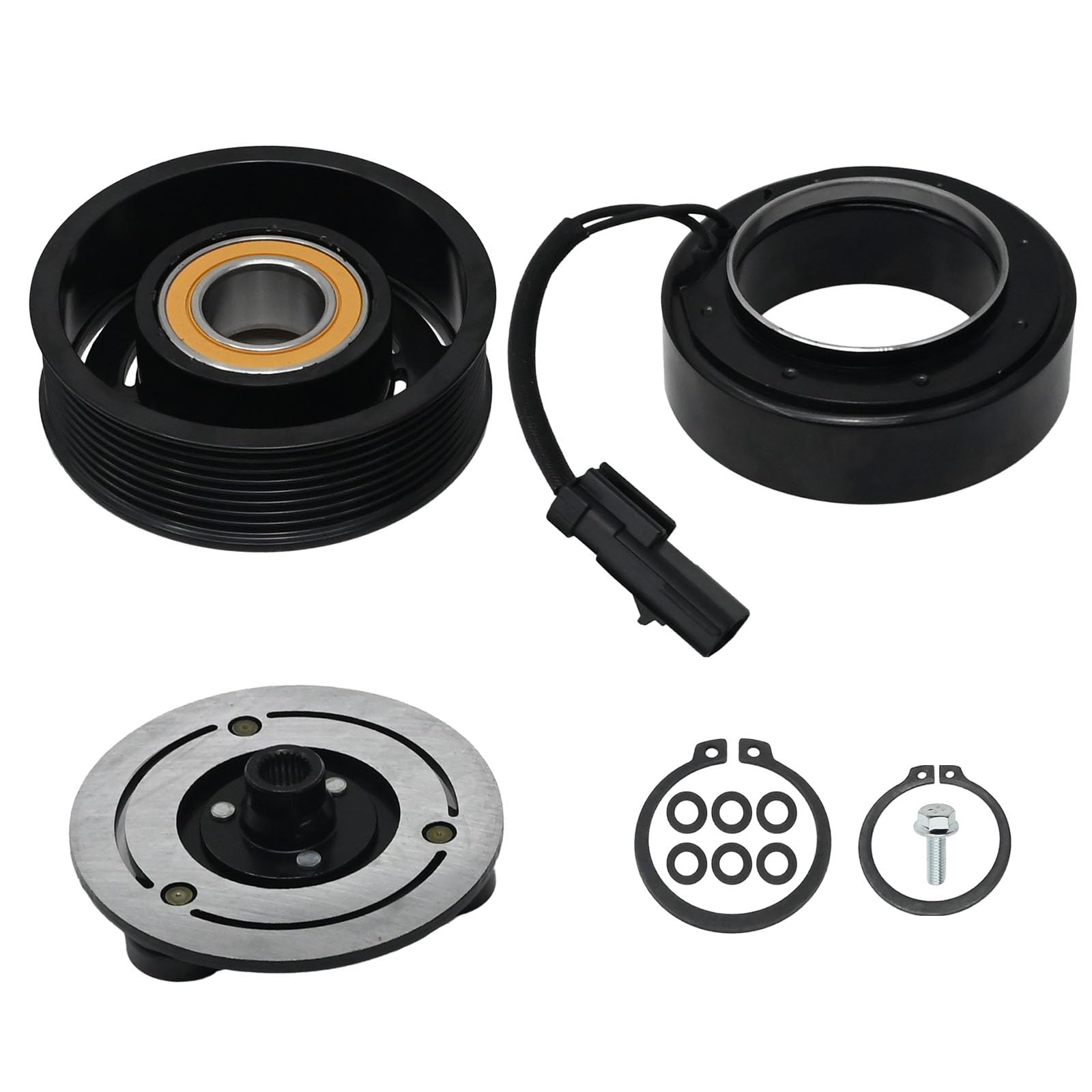 Saihisday 55111411AE AC Compressor Clutch Assembly Kit Pulley Coil ...