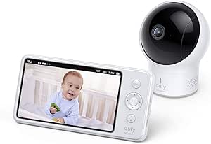 eufy Security SpaceView Pro Video Baby Monitor with 5" Screen, Two-Way Audio, 720p, Pan & Tilt, Night Vision, Lullaby Player, Wide Angle Lens Not Included (No App Required) (Renewed) asin的图片