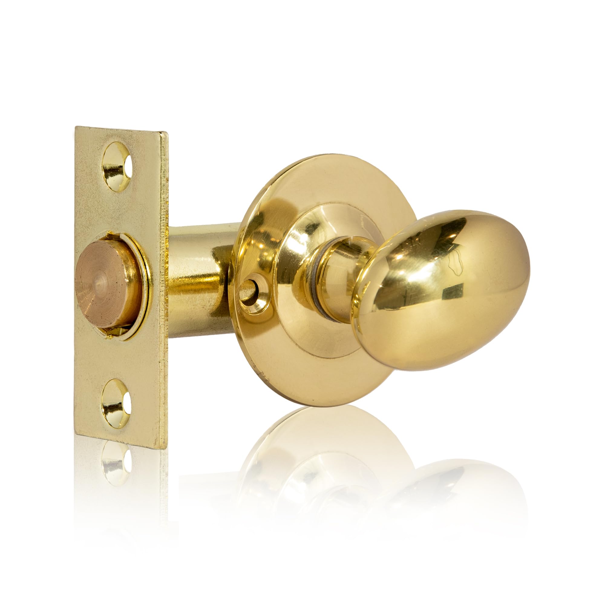 Xfort Polished Brass Rack Bolt Security Kit In Oval Turn Knob With 55Mm Rack Bolt. Extra Security As An Additional Lock, Enhanced Protection For Doors.