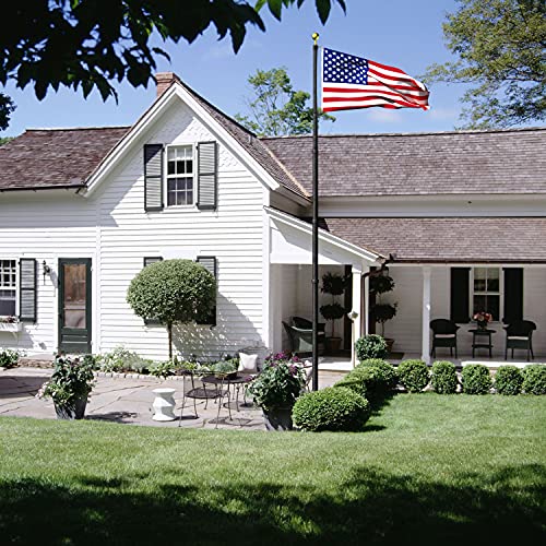 Aktop 20Ft Telescoping Flag Pole Kit, Heavy Duty Telescopic Flagpole Fly 2 Flags For Outside, Outdoor Inground Aluminum Flag Poles With 1 Usa Flag & 2 Balls For Yard, Residential Or Commercial, Black #TOP1