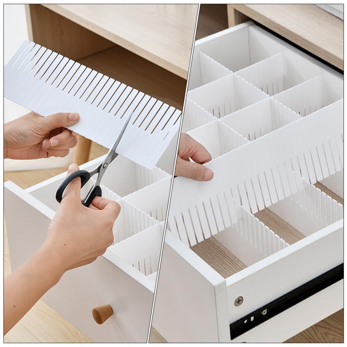 CALLARON Divisori per Cassetti in Plastica Bianco 10 Pezzi Organizzatori per Cassetti Multiuso per Conservare Calze e Asciugamani Comodi Scomparti Regolabili