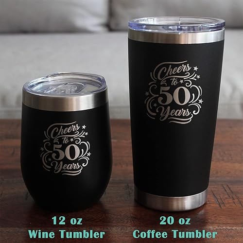Miniatura 7 de Cheers to 50 Years - Pint Glass for Beer - Gifts for Women & Men - 50th Anniversary Party Decor - 16 Oz Glasses