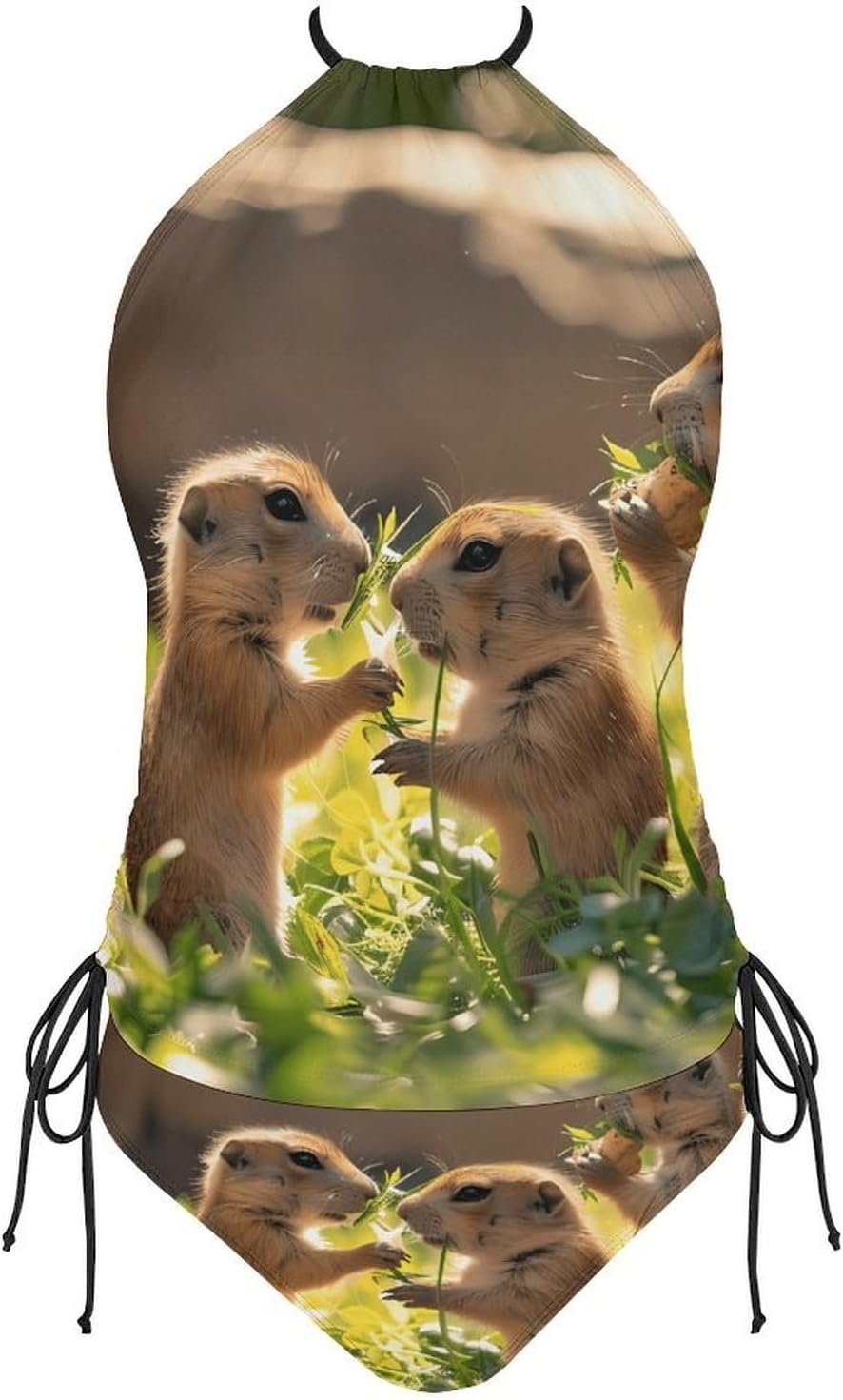 A Group of Prairie Dogs Novelty Women's Swimwear Set 2 Pcs Tankini String Swimsuits Bathing Suits