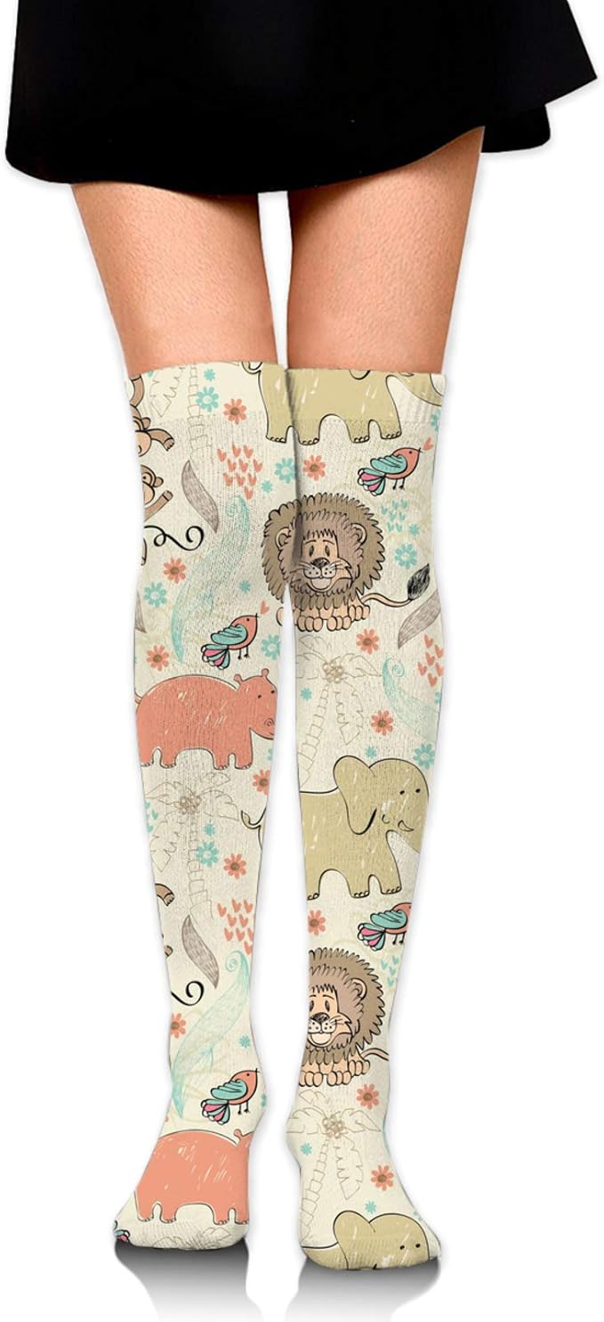 Cute Baby Animals Women Girl Thigh High Socks Over The Knee High Warm Stocking Boot