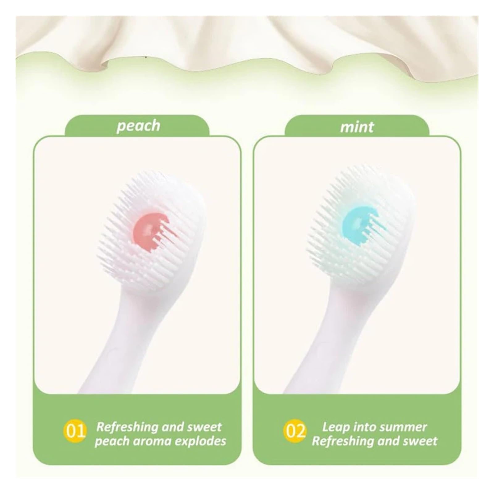 Spazzolino usa e getta con dentifricio menta pesca mini 6/18 pezzi | Spazzolino usa e getta senza risciacquo, setole morbide, portatile per viaggi(Peach flavor :18 piece)