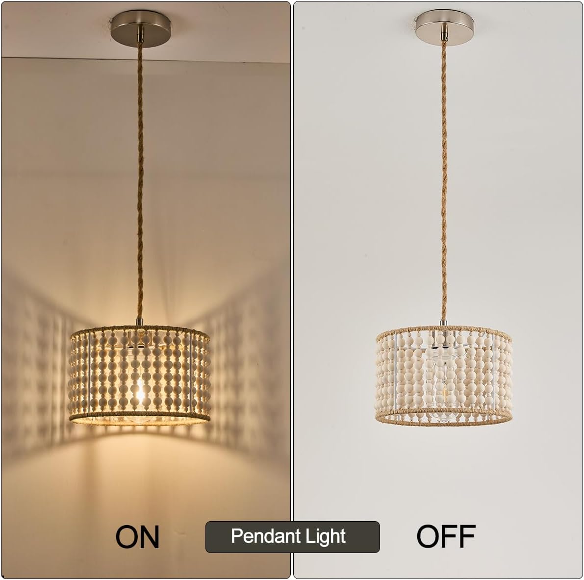 Boho Pendant Light Fixtures for Kitchen Island,Brushed Nickel Metal Farmhouse 1-Light semi Flush Ceiling Light for Living Dining Room Hallway Bedroom
