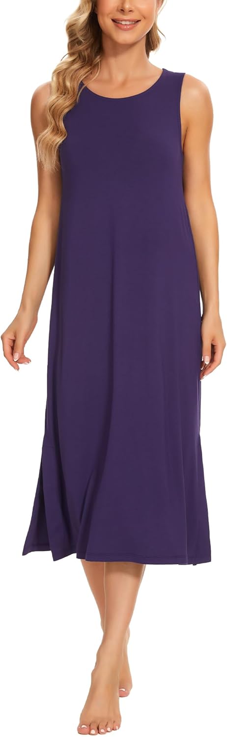 GYS Womens Bamboo Viscose Sleeveless Long Nightgowns