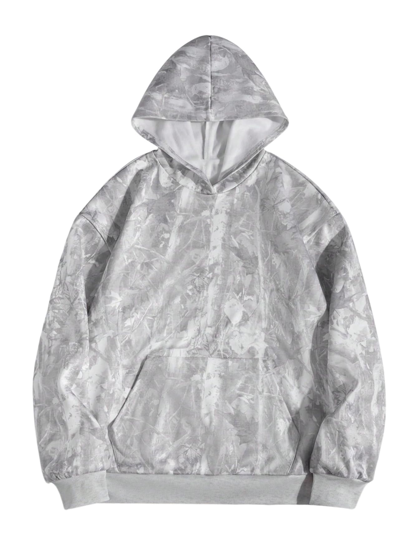 Photo 1 of RoseSeek Girl's Camo Leaf Graphic Hoodies Long Sleeve Hooded Sweatshirts Fall Pullover with Pocket Grey 13Y