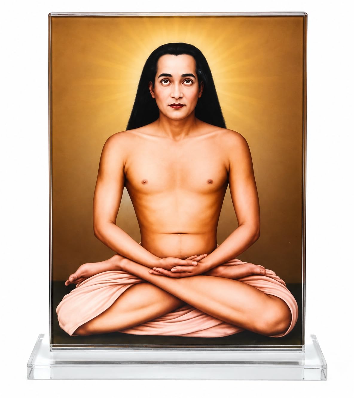 maha avtar baba acrylic photo for car dashboard, home temple & office decor | spiritual god photo frame for puja room, mandir, desk & home decoration