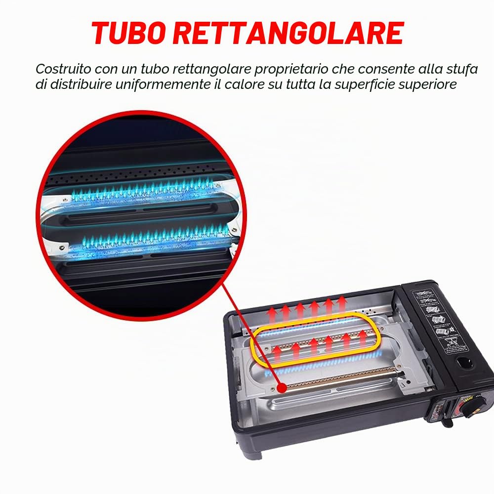 Set da barbecue a gas portatile per campeggio con griglia, rete per barbecue - Barbecue portatili con valigia