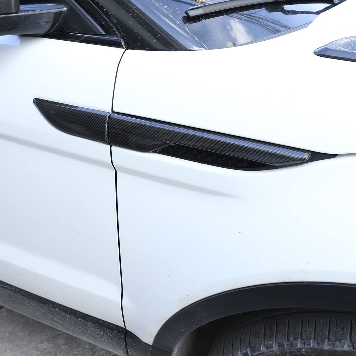 Rivestimento adesivo per bocchetta laterale dell'aria del parafango auto, accessori decorativi per Land Rover Range Rover Evoque 2012-2018 (Fibra di carbonio)
