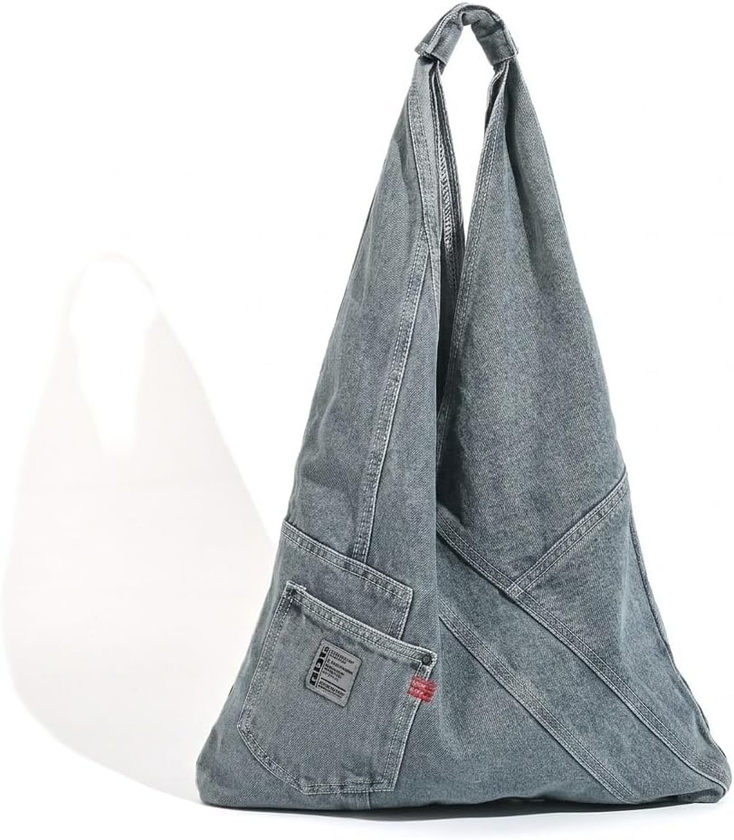 Large Denim Hobo Bags for Women Trendy Jean Tote Purse Y2K Vintage Shoulder Handbag Cute Aesthetic Satchel Big Capacity Travel Work Gift Blue