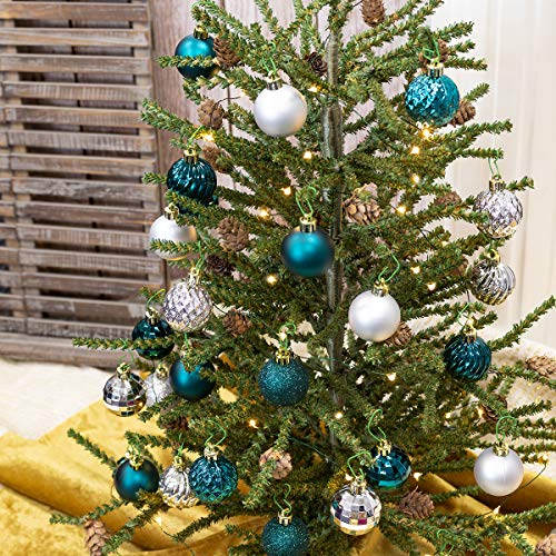 KI Store Silver Christmas Balls 34pcs 1.57-Inch Small Christmas Tree Decoration Ornaments for Xmas Tree Holiday Wreath Garland Decor Ornaments Hooks Included