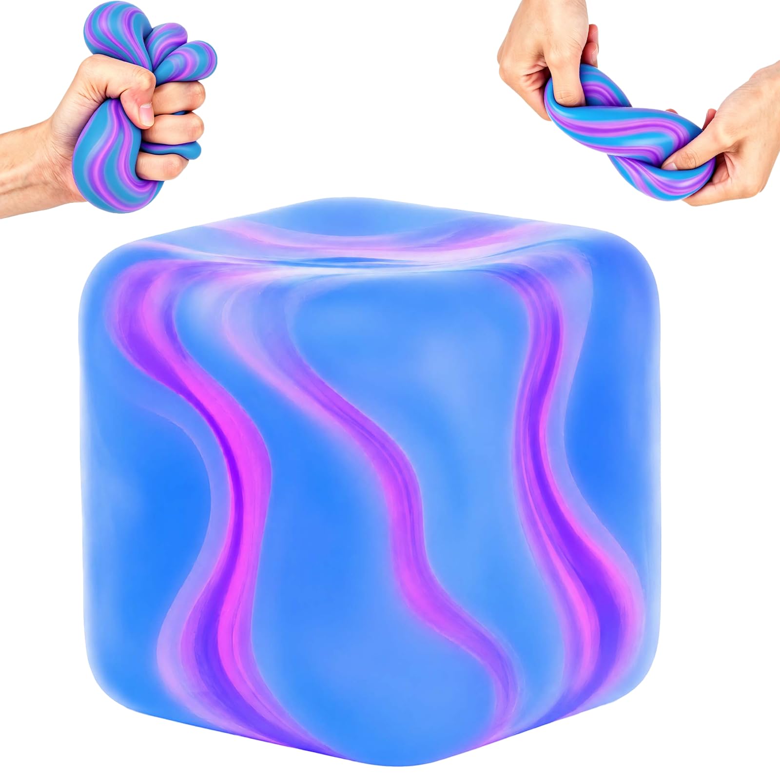 Squishy Stress Cube, 2.2 Inch Squishy Fidget Ice Cube Stress Balls for Adults Kids Autism, Squishies Sensory Squeeze Fidget Toys for Work School Stress, Anxiety Relief & Focus