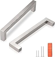 Vista 9 de KNOBWELL Paquete de 20 manijas cuadradas de gabinete de cocina de 5 pulgadas, tiradores de armario negro mate de 5.039 in, pomos de cajón de tocador