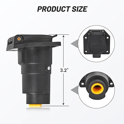 Miniatura 9 de MECMO Conector de arnés de cableado de remolque de hoja de 7 pines, extremo hembra lateral del vehículo de camión, enchufe de remolque de 7 vías,