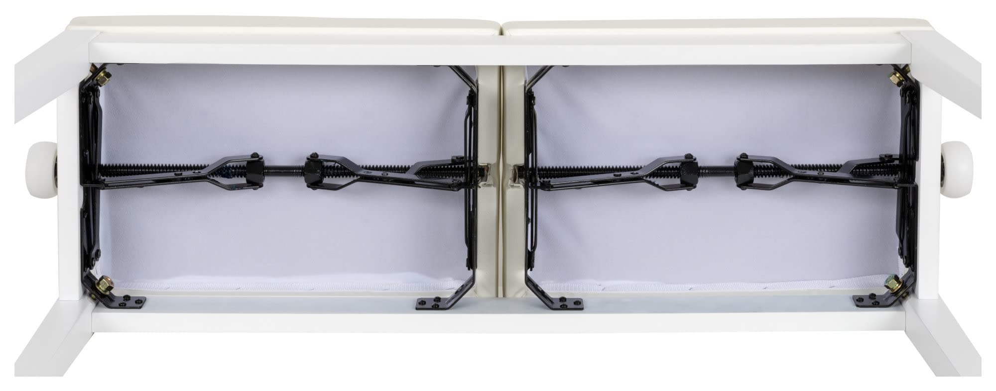 Classic Cantabile Doppelsitzer Pianobank - Für Zwei Personen - Polster aus Kunstleder - Sitzflächen unabhängig höhenverstellbar - 2-fache Kreuz-Mechanik- Massive Holzkonstruktion - Weiß Matt