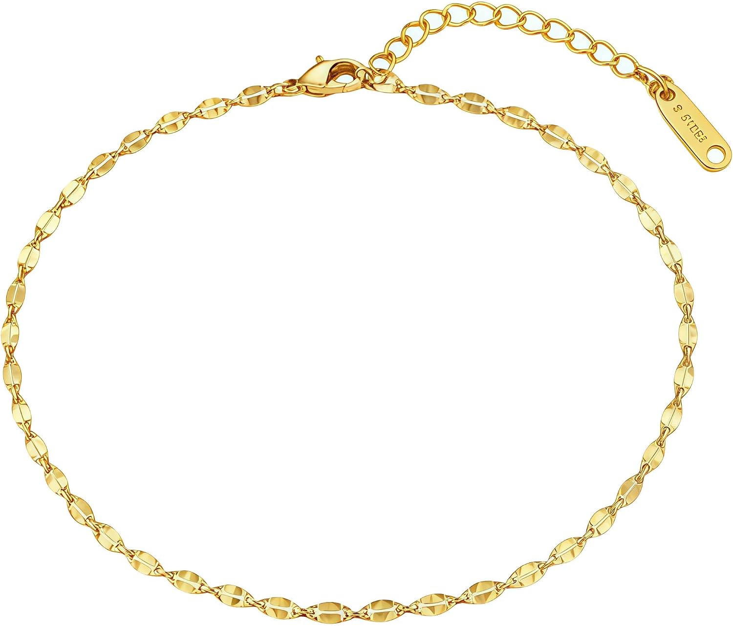 Dainty Ankle Bracelets for Women 18K Gold Plated Satellite Beaded Herringbone Lip Chain Anklets Simple Minimalist Summer Beach Foot Jewelry Christmas Gifts