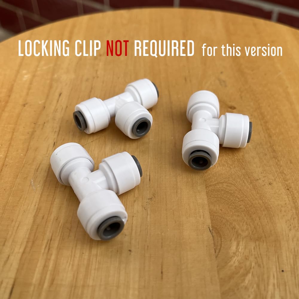 LAMPPPE 3-Piece 1/4" T Fitting RO Water System Undersink Filtration Fitting Replacement Connector, Reverse Osmosis Water Filter Tubing Adapter for Ice Maker Refrigerator