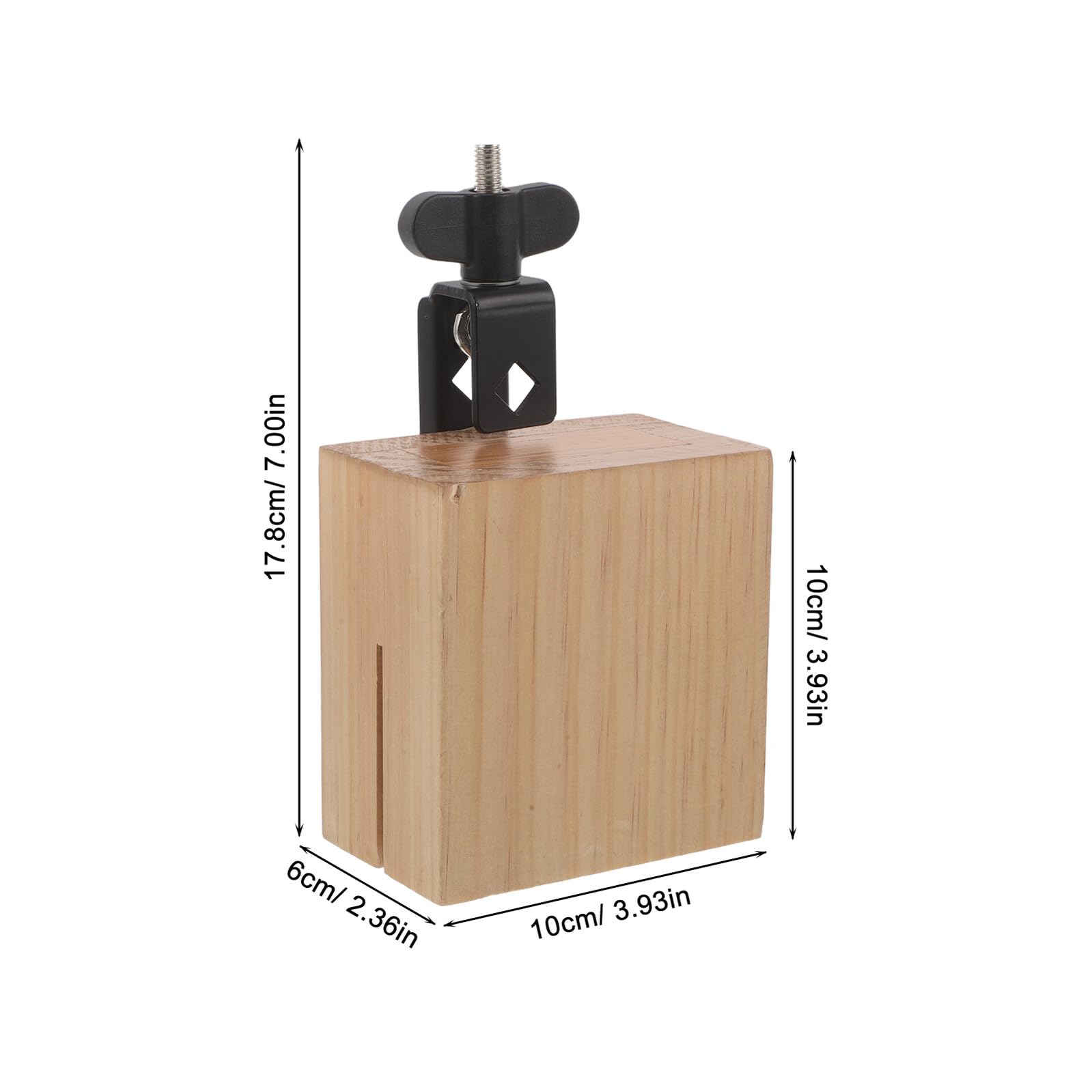 GARVALON Strumento Percussione Campanaccio Quadrato in Legno Design Artigianale, Risonanza Fine e Supporto per Batteria, per Lezioni Musicali e Ensemble Scolastici