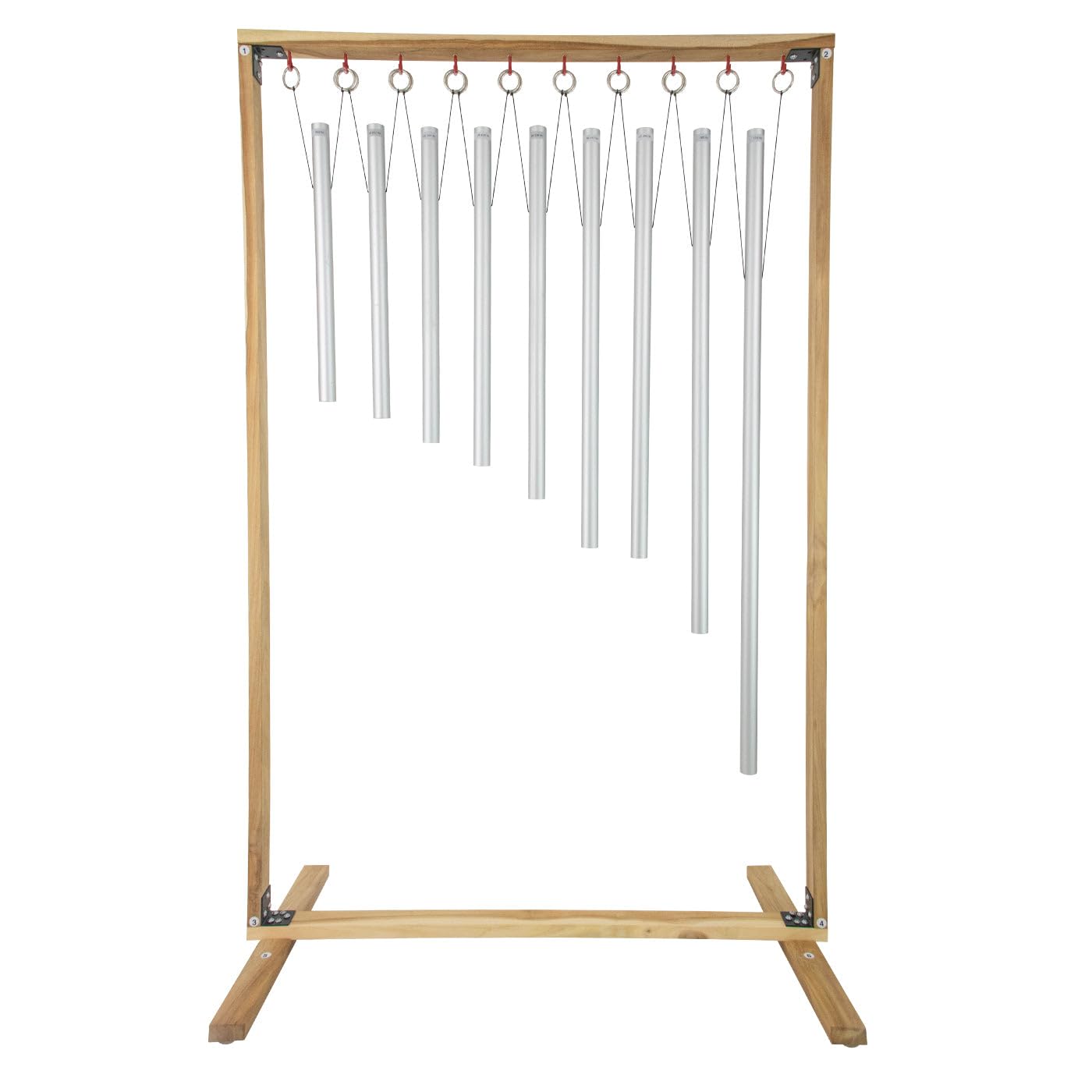 Set of 9 Sacred Solfeggio Tuned Healing Chimes with Framed Wood Stand - Includes 9 Chimes, Wood Stand, and Mallet/Gregorian Chant Tones