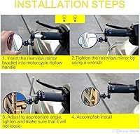 Vista 4 de 2 espejos laterales universales plegables redondos para manillar de motocicleta, retrovisores laterales universales plegables de 3 pulgadas