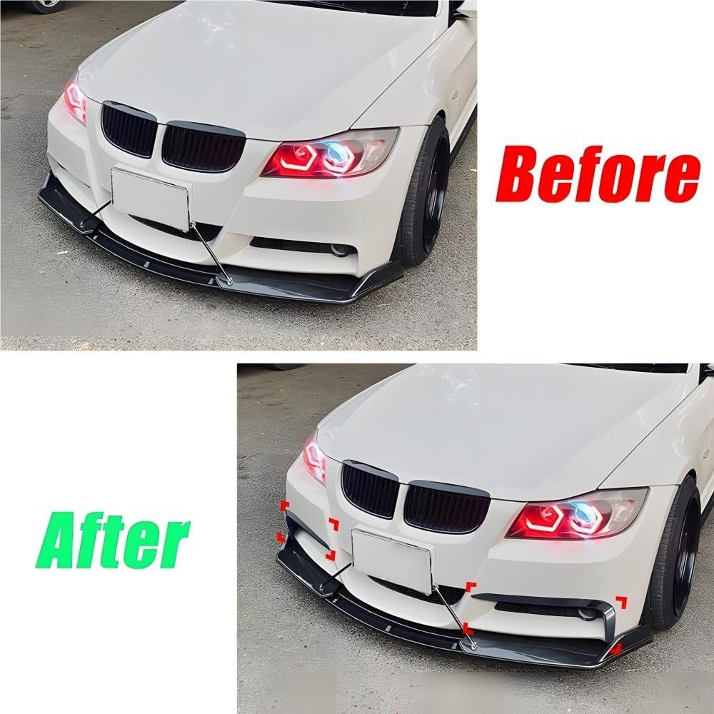 ABS Air Vent Wind Knife Body Kits(Carbon Fiber Look) Compatible For BMW 3 Series E90 E91 320i 330i Pre-LCI 2005-2008 (Gloss Black)